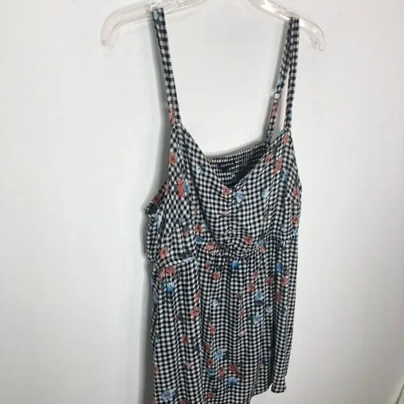 Torrid Womens Floral Gingham Top Size 2 18-20 2X Rayon/Spandex Black/White - Picture 4 of 14